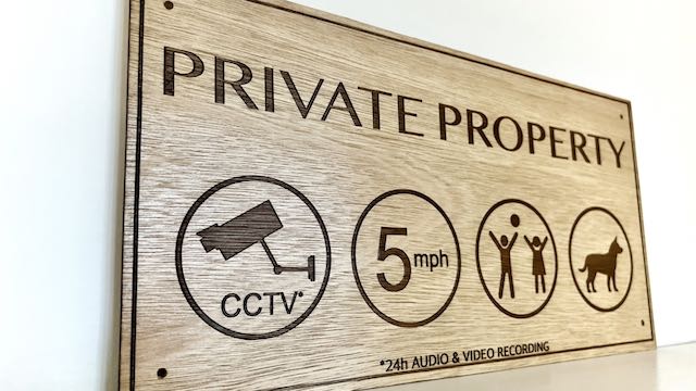 Private Property Plus Sign